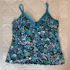 Floral Lace Trim Camisole Top